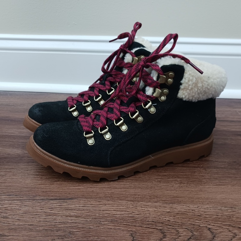 Sorel Black Ainsley Conquest‎ Weatherproof Shearling Boots LL3653-010 Women's 9 - Picture 4 of 9